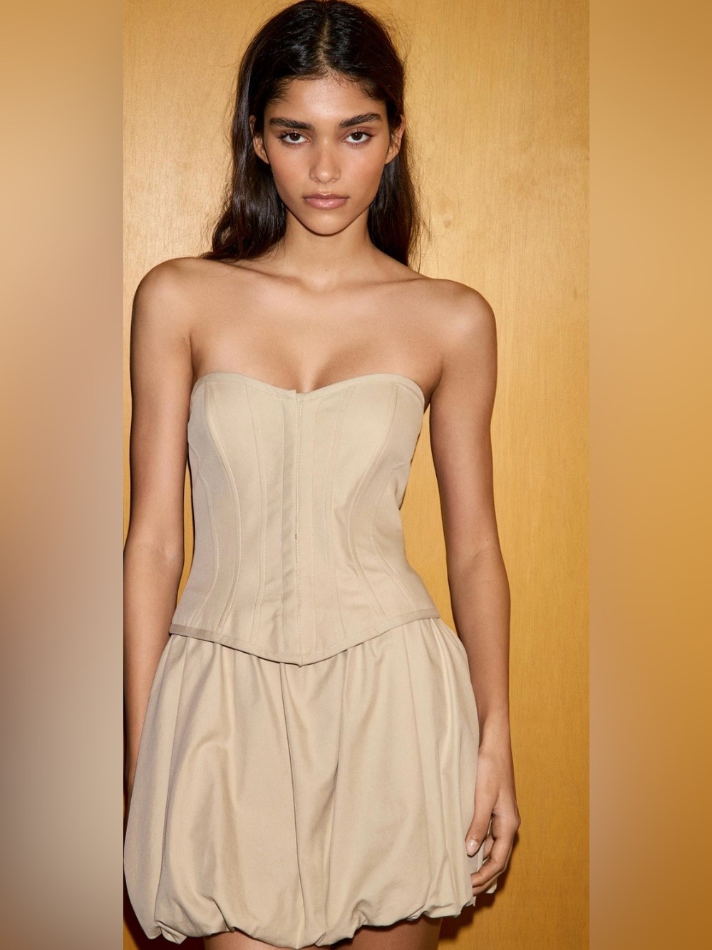 NWT Zara short corset dress buble skirt in cream size S